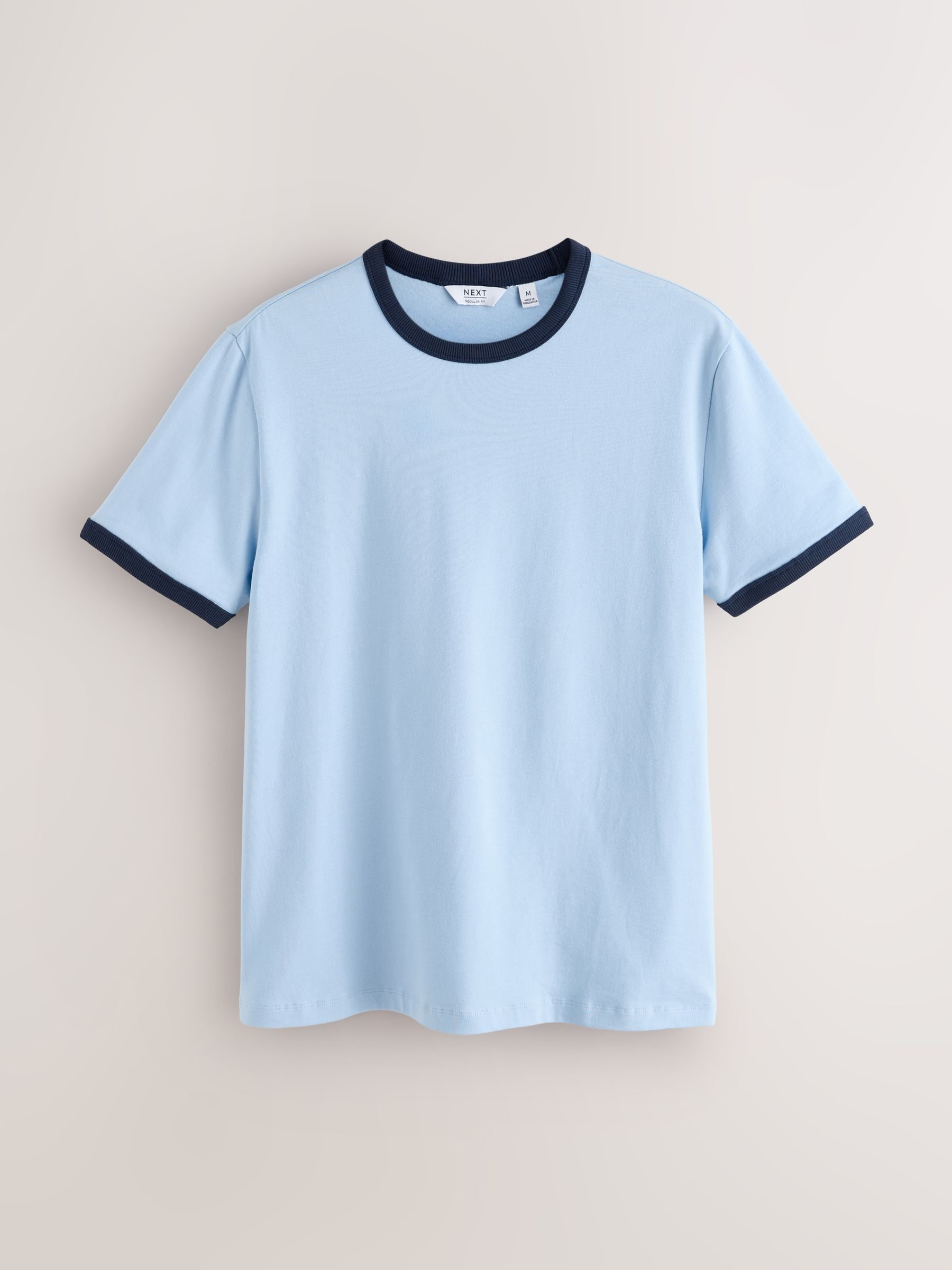 Next：日本 ライトブルー - リンガー Tシャツ from Next Japan