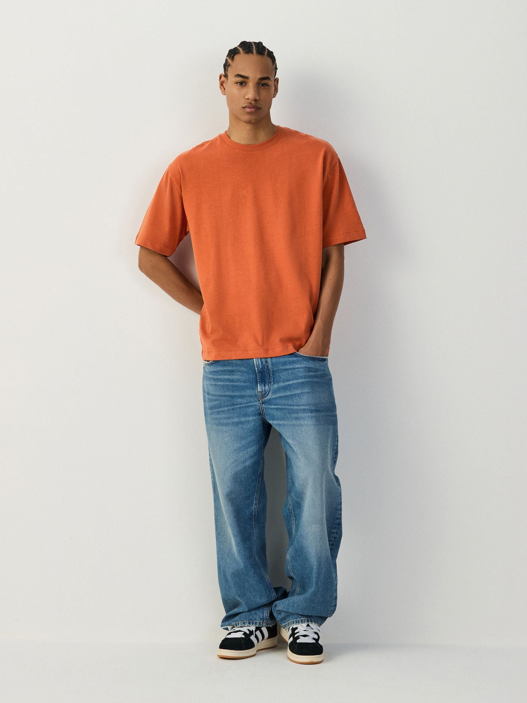 Multi Border Relax Fit T-shirts／orange、M Buy Orange Relaxed Fit Heavyweight T-Shirt from Next New Zealand