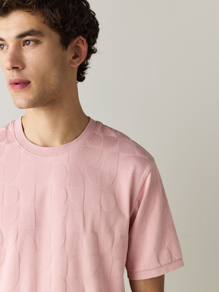 Pink Smart Textured T-Shirt - Image 1 of 8