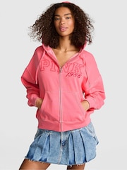 Victoria's Secret PINK Vivid Pink Fleece Zip Up Hoodie - Image 1 of 2