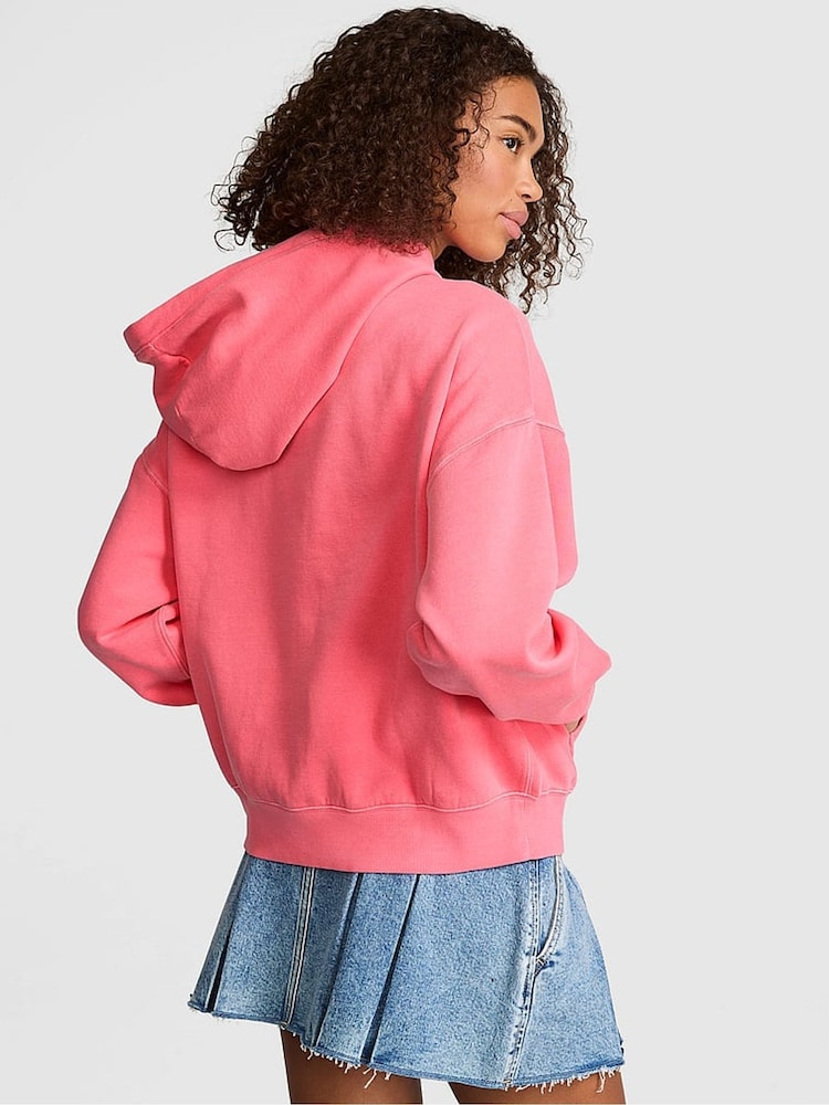 Victoria's Secret PINK Vivid Pink Fleece Zip Up Hoodie - Image 2 of 2 Victoria's Secret PINK Vivid Pink Fleece Zip Up Hoodie - Image 2 of 2