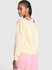 Victoria's Secret Pink Palest Yellow Off The Shoulder Fleece Sweatshirt - Image 2 of 2