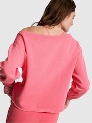 Victoria's Secret Pink Vivid Pink Off The Shoulder Fleece Sweatshirt - Image 2 of 2