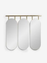 Set of 3 Brass Hanging Pill Shaped Wall Mirrors - Image 1 of 2