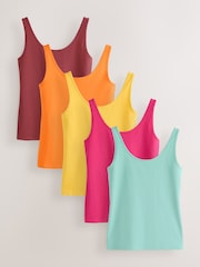 Green/Berry/Pink/Orange/Yellow Thick Strap Vest 5 pack - Image 1 of 8