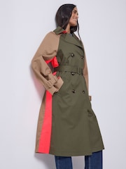 SCAMP & DUDE Green Colour Block Trench Coat - Image 3 of 5