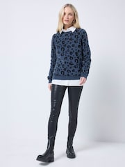 Azul - SCAMP & DUDE Classic Sweatshirt With Leopard & Lightning Bolt - Imagen 1 de 5