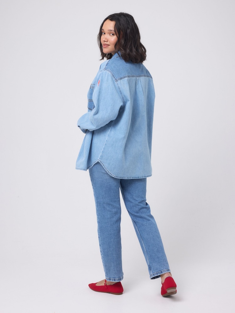 Джинсовый синий - SCAMP & DUDE Relaxed Denim Shirt - Изображение 2 5