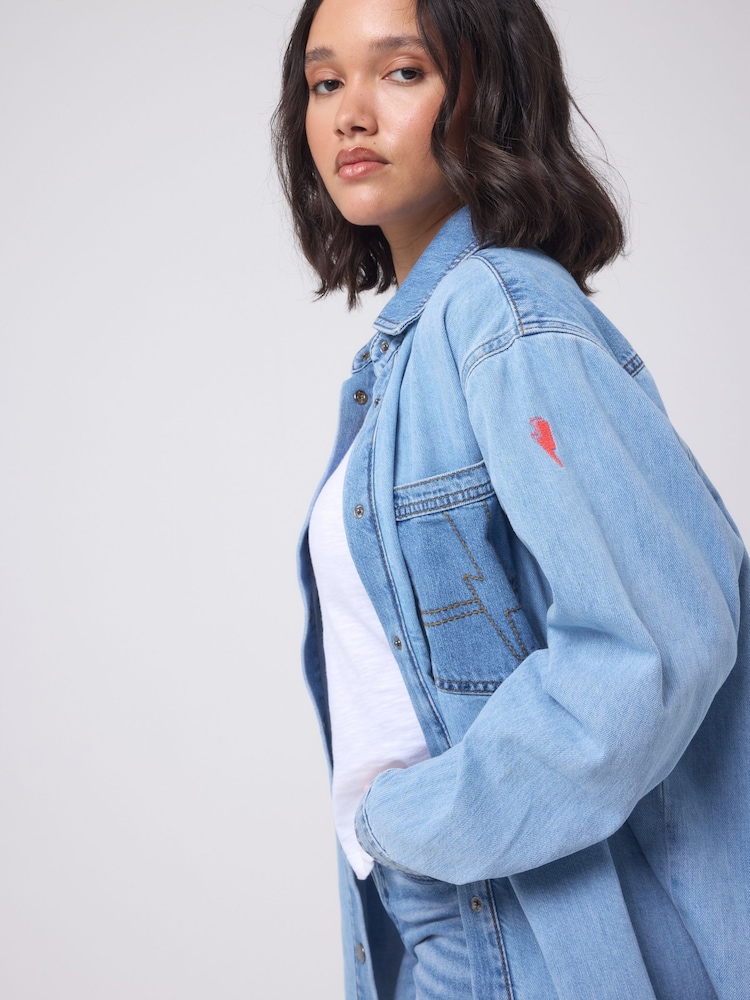 Джинсовый синий - SCAMP & DUDE Relaxed Denim Shirt - Изображение 5 5