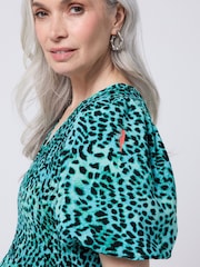 SCAMP & DUDE Blue Puff Sleeve Maxi Dress with Leopard - Image 5 of 5