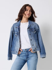 SCAMP & DUDE Blue Denim Trucker Denim Authentic Indigo Jacket - Image 3 of 6