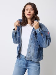 SCAMP & DUDE Blue Denim Trucker Denim Authentic Indigo Jacket - Image 4 of 6