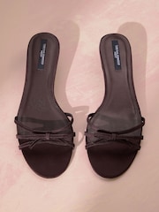 Chocolate Brown Tabitha Simmons x Next Lauren Satin Bow Mules - Image 4 of 8