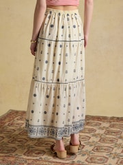 Joules Cream Tiered Embroidered Maxi Skirt - Image 2 of 6