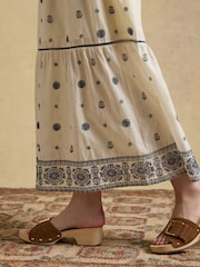 Joules Cream Tiered Embroidered Maxi Skirt - Image 5 of 6