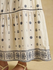 Joules Cream Tiered Embroidered Maxi Skirt - Image 8 of 9