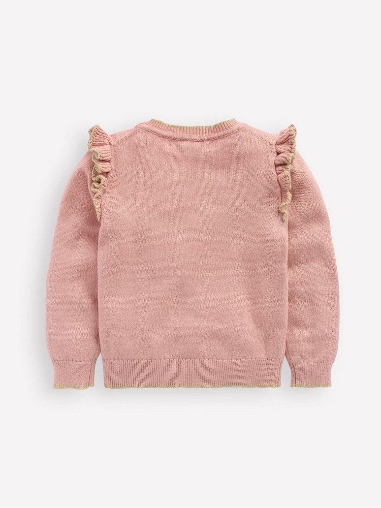Boden Pink Fun Frill Festive Logo Jumper - Image 2 of 3