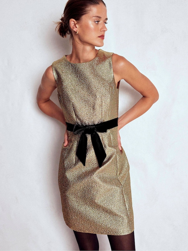 Boden Women's Gold Metallic Shift Dress | Size 14 Boden Women's Gold Metallic Shift Dress | Size 14