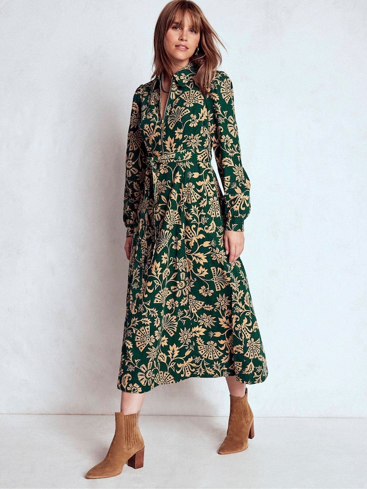 Boden Green Adelaide Zip Cord Midi Dress - Image 1 of 5 Boden Green Adelaide Zip Cord Midi Dress - Image 1 of 5
