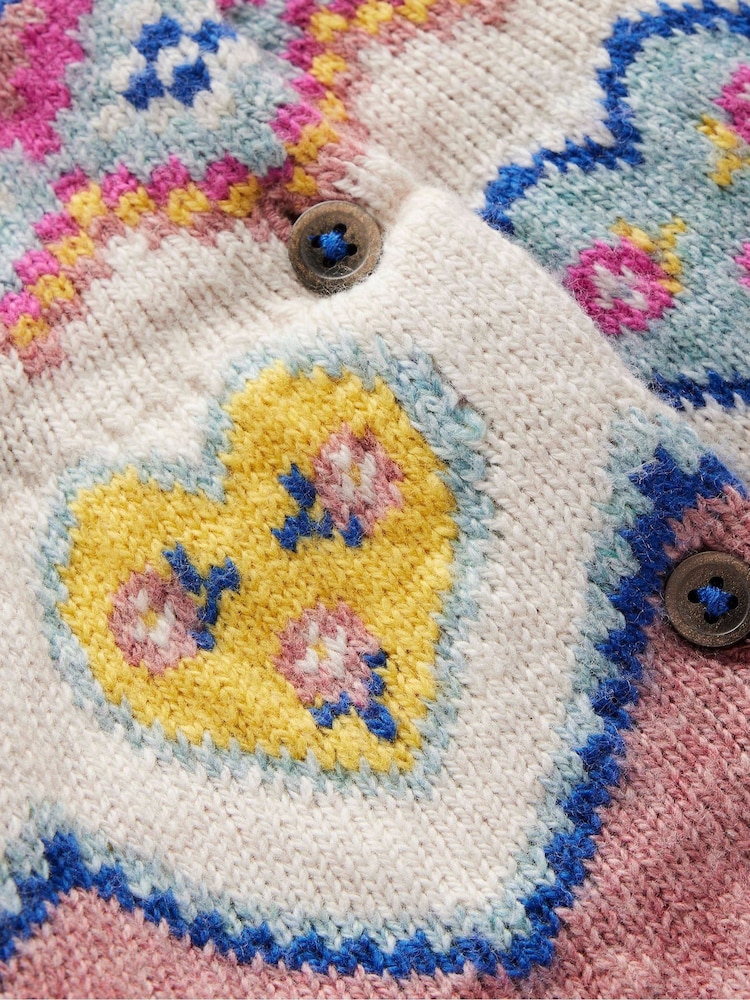 Boden Pink Heart Edie Fair Isle Cardigan - Image 3 of 3 Boden Pink Heart Edie Fair Isle Cardigan - Image 3 of 3