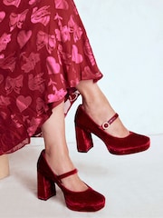 Boden Red Platform Mary Janes Shoes - Image 1 of 5