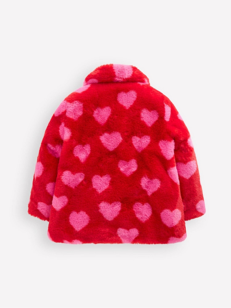Boden Red Heart Faux Fur Collared Coat - Image 2 of 5
