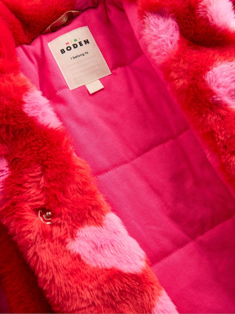 Boden Red Heart Faux Fur Collared Coat - Image 5 of 5