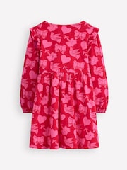 Boden Red Posie Long Sleeve Jersey Dress - Image 2 of 3