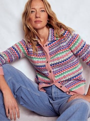 Boden Pink Edie Fair Isle Knitted Shirt - Image 1 of 6