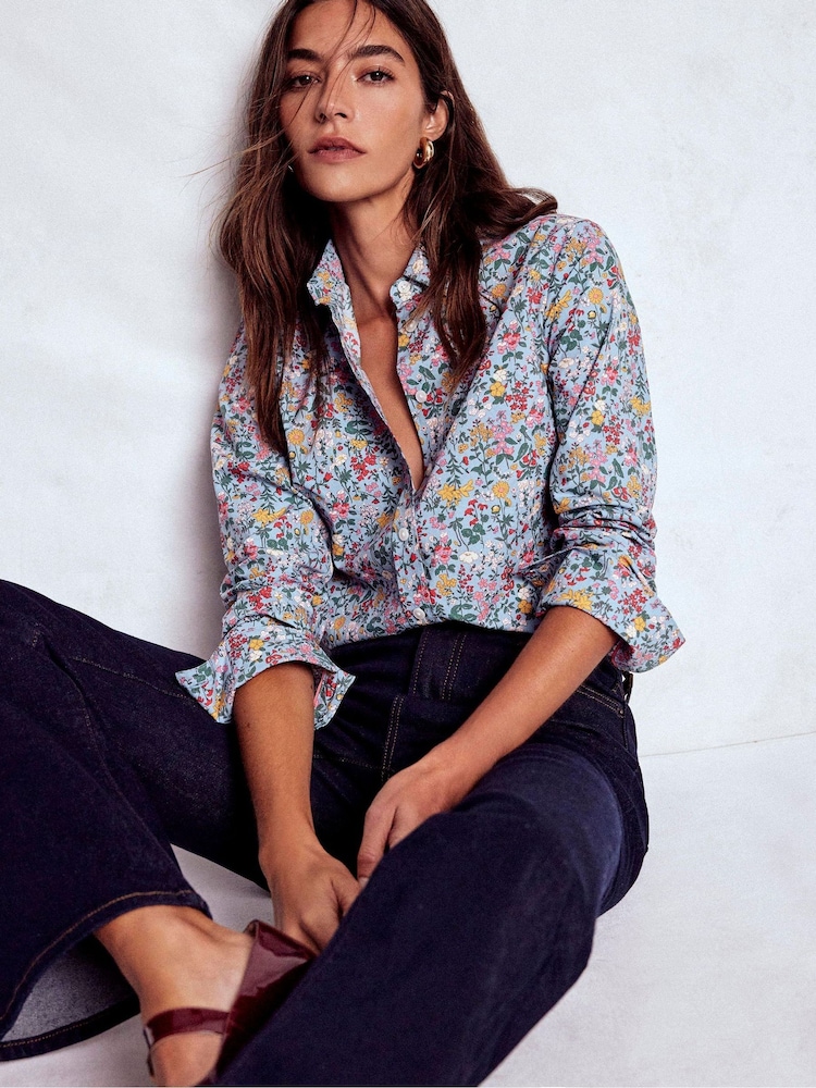 Boden Blue Sienna Cotton Shirt - Image 1 of 6