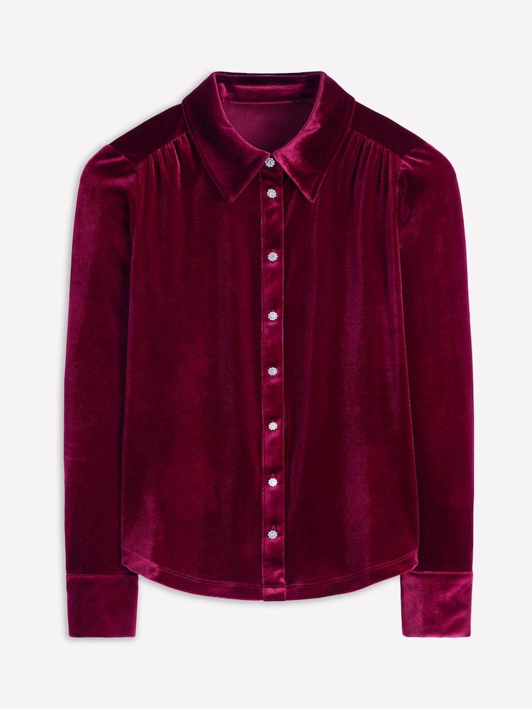 Boden Red Jewel Button Velvet Shirt - Image 5 of 5 Boden Red Jewel Button Velvet Shirt - Image 5 of 5