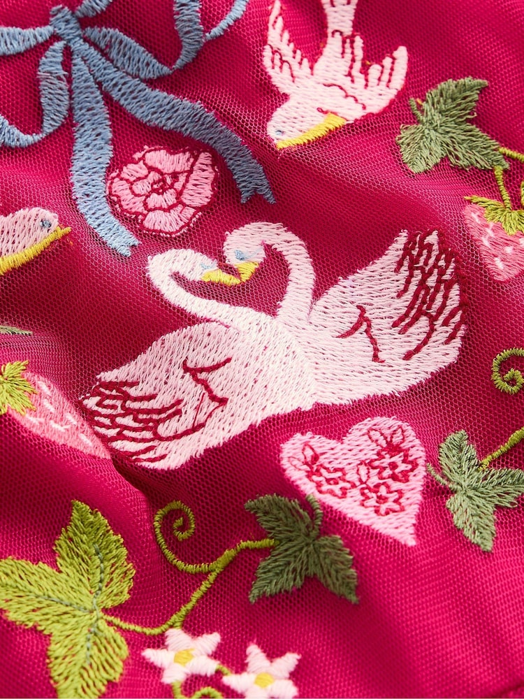 Boden Red Embroidered Tulle Dress - Image 3 of 3