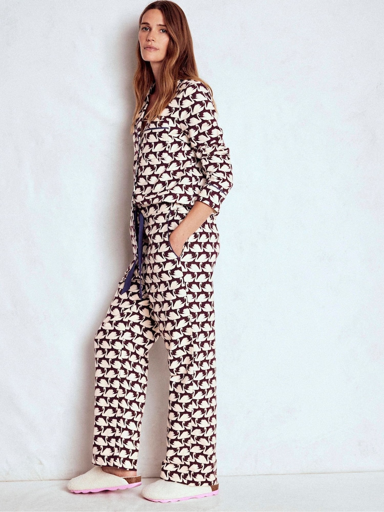 Boden Purple Brushed Cotton Pyjama Trousers - Image 2 of 6