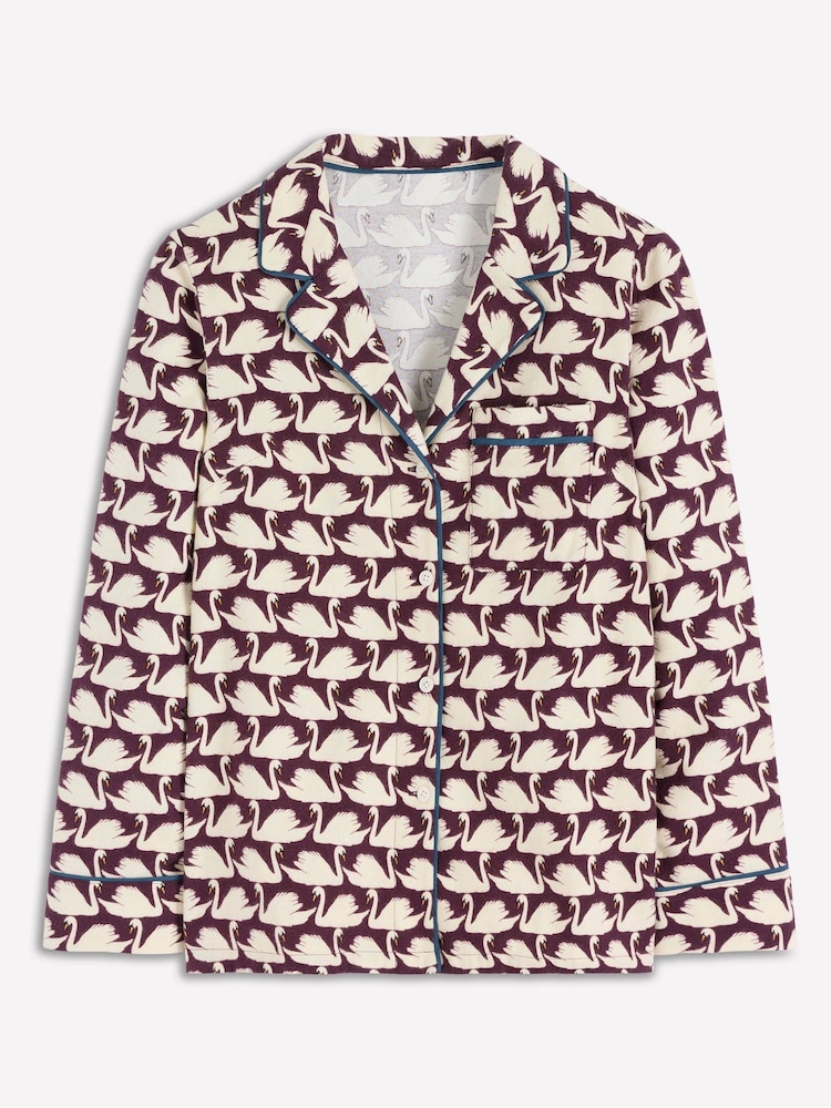 Boden Purple Brushed Cotton Pyjama Shirt - Image 5 of 5