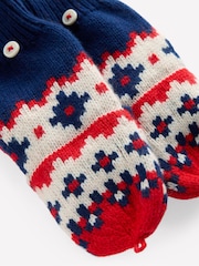 Boden Blue Fairisle Pattern Mittens - Image 2 of 2