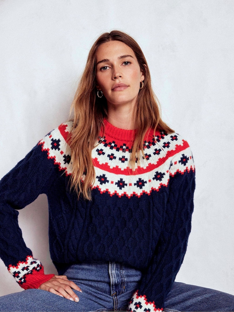 Boden Blue Eleanor Fair Isle Jumper - Image 1 of 6 Boden Blue Eleanor Fair Isle Jumper - Image 1 of 6