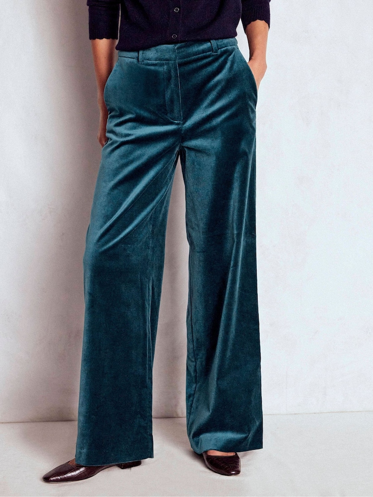 Boden Blue Belgravia Velvet Trousers - Image 1 of 6 Boden Blue Belgravia Velvet Trousers - Image 1 of 6