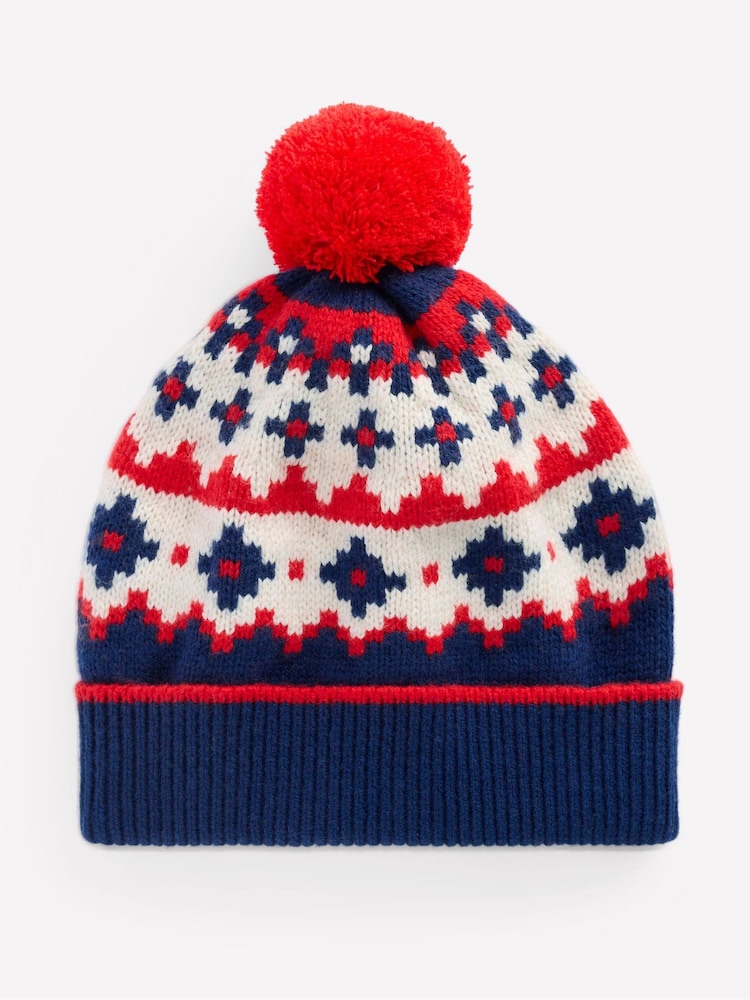 Boden Blue Fair Isle Beanie - Image 1 of 2