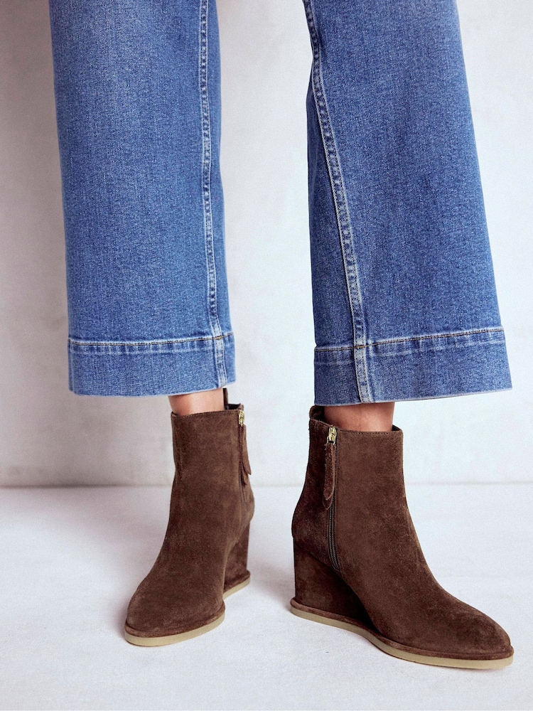 Boden Brown Smart Wedge Boots - Image 1 of 4 Boden Brown Smart Wedge Boots - Image 1 of 4