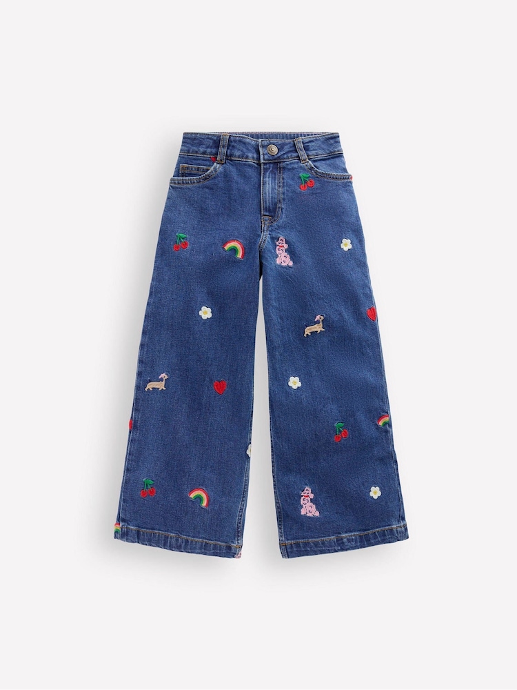 Boden Blue Embroidered Wide Leg Trousers - Image 1 of 3