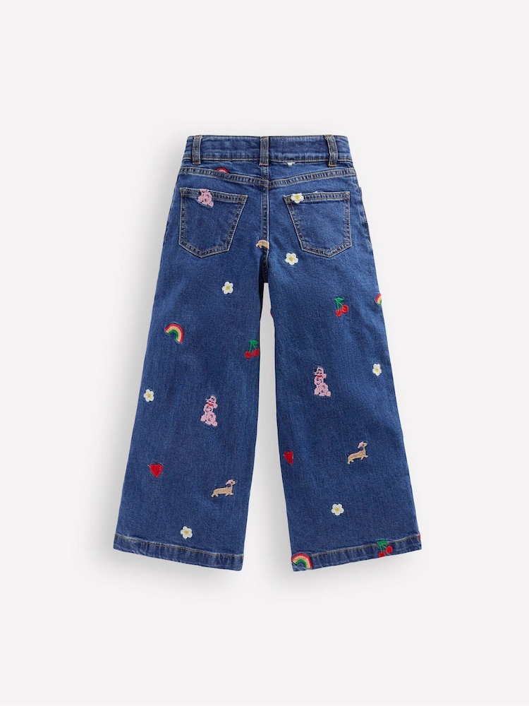 Boden Blue Embroidered Wide Leg Trousers - Image 2 of 3