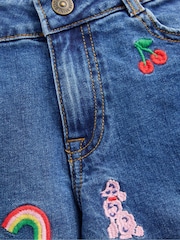 Boden Blue Embroidered Wide Leg Trousers - Image 3 of 3