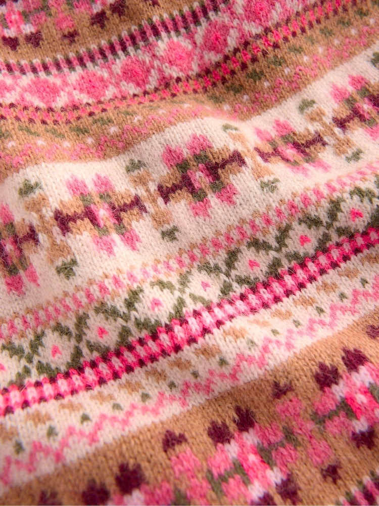 Boden Pink Fair Isle Scarf - Image 3 of 3