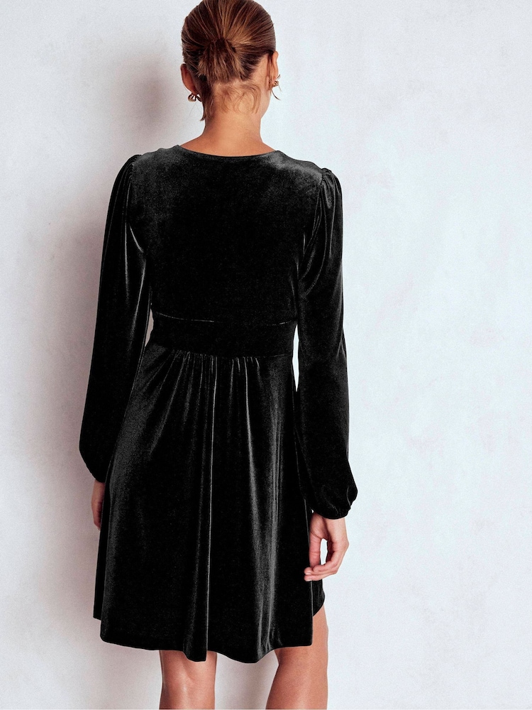 Boden Black Jocelyn Short Velvet Dress - Image 2 of 6 Boden Black Jocelyn Short Velvet Dress - Image 2 of 6