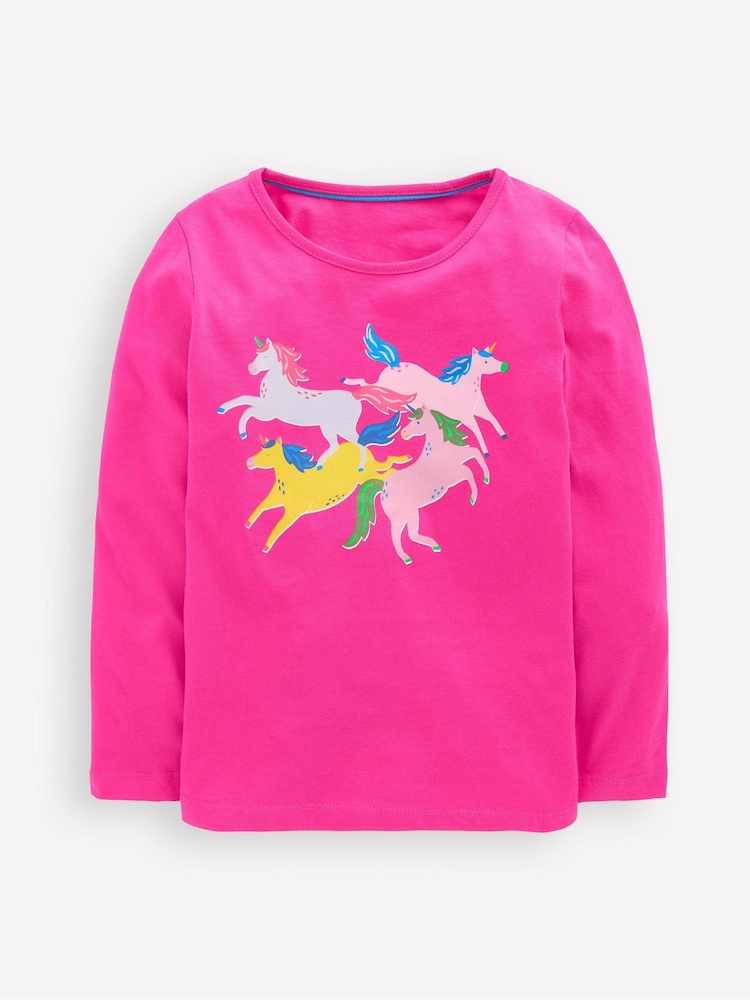 Boden Pink Long Sleeve Unicorn Riso T-Shirt - Image 1 of 3 Boden Pink Long Sleeve Unicorn Riso T-Shirt - Image 1 of 3