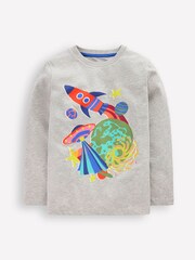 Boden Grey Space Long Sleeve Printed T-Shirt - Image 1 of 3