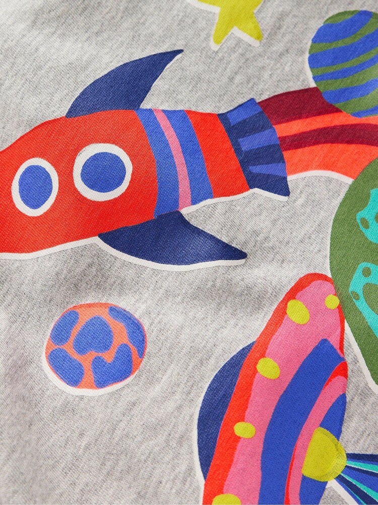 Boden Grey Space Long Sleeve Printed T-Shirt - Image 3 of 3
