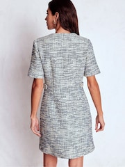 Boden Blue Textured Tab Short Dress - Image 4 of 5