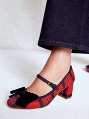 Boden Red Embellished Bow Block Heels - Image 2 of 6