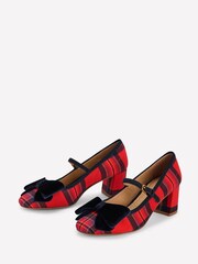 Boden Red Embellished Bow Block Heels - Image 4 of 6